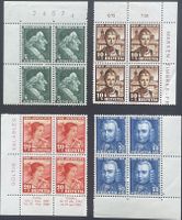 Briefmarken Pro Juventute 4-er Blöcke ** von 1941 bis 1945
