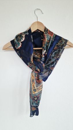 Damen Foulard ca. 85cm x 85cm Blau gemustert Paisley