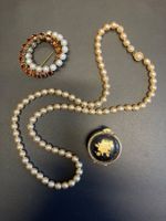 Schmuckset Brosche Kette und Dose gebraucht im Set Vintage