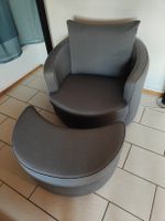 Sessel mit Hocker grau Drehbar guter Zustand