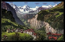 AK Wengen, Blick auf den Ort mit Lauterbrunnental