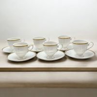 6 tasses à café & soucoupes porcelaine LOTUS FATHY MAHMOUD