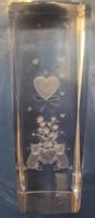 Presse Papier en Crystal Laser - Chats Amour Coeur