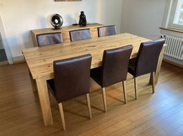 Esstisch, Sideboard und Stühle aus Massivholz Eiche