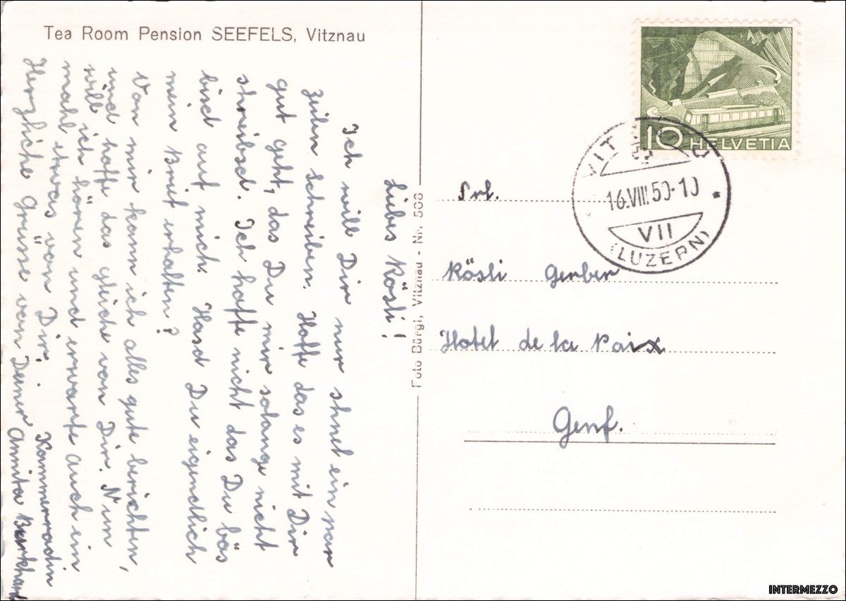Cartoline postali: Vitznau LU // 1950 Tea Room Pension Seefels – Usato da Basel venduto da intermezzo12 1