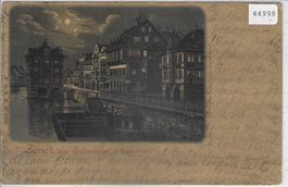 Zürich das Rathaus im Mondschein - Litho