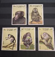 Briefmarken Fujeira Affen Motive 5 Stück 