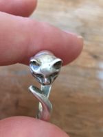bague en argent 925 motif chat