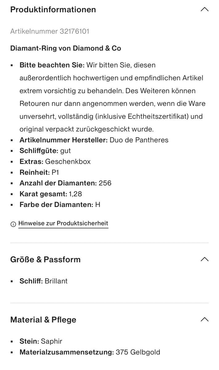 Anelli: Diamant Gold Panther Ring, neuw, Grösse 54 – Nuovo e nell'imballaggio originale da Esslingen venduto da ell_rm5z 5