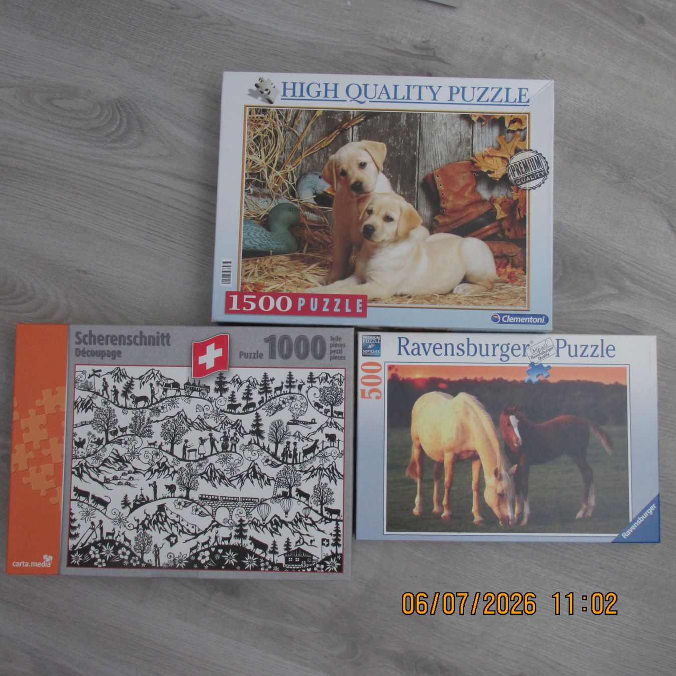 Puzzle: 3 Puzzles: Clement.1500, Ravensburg. 500, Scheren-Sch...1000 – Usato da Galgenen venduto da Forflowers 1