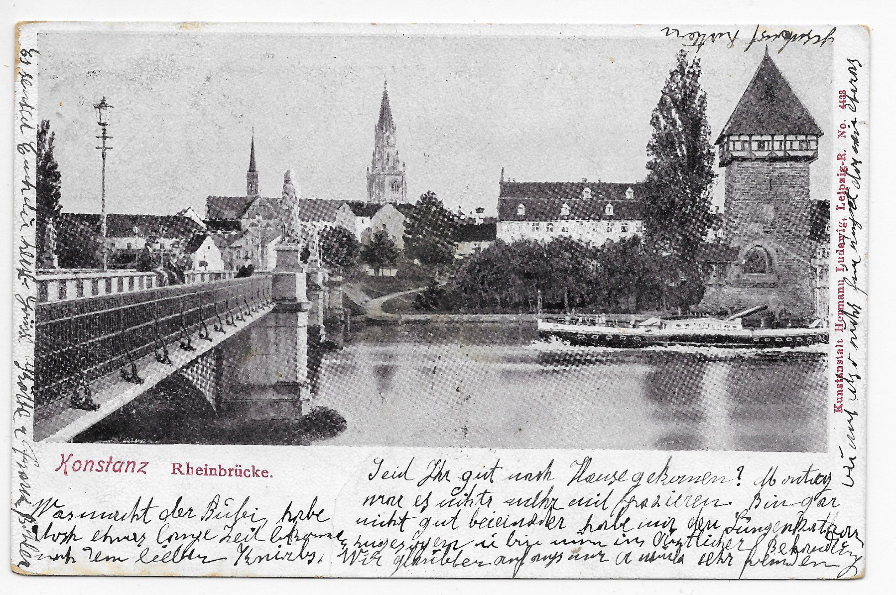Cartoline postali: Konstanz mit Rheinbrücke um 1907 – Usato da Hefenhofen venduto da Richsalz