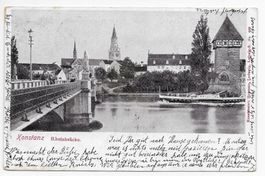 Konstanz mit Rheinbrücke um 1907