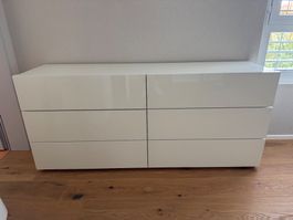 Schlafzimmer-Kommode (weiss, 6 Schubladen)