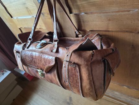 Vintage Leder Sport Sauna Tasche Koffer See Sack