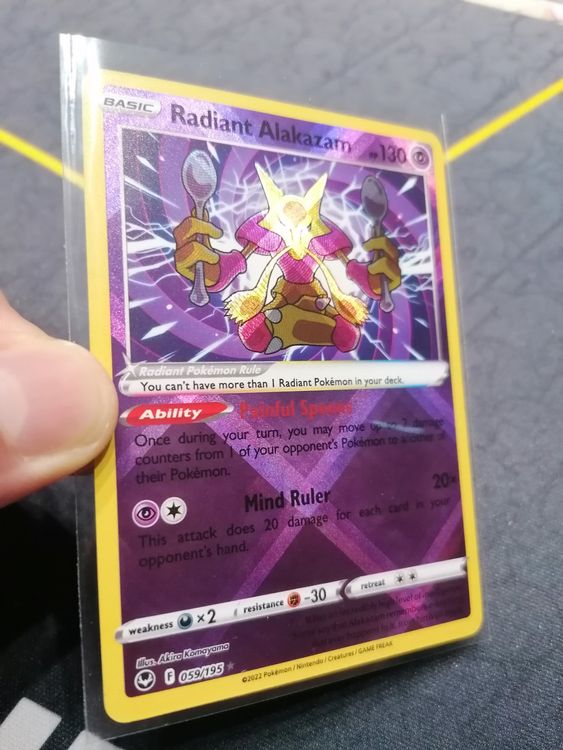 Pokemon TCG: Radiant Alakazam 059/195 - Holo Rare Card From Sword & Shield:  Silver Tempest