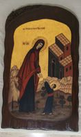 Religious Icon of Virgin Mary and Jesus, Handcrafted Art