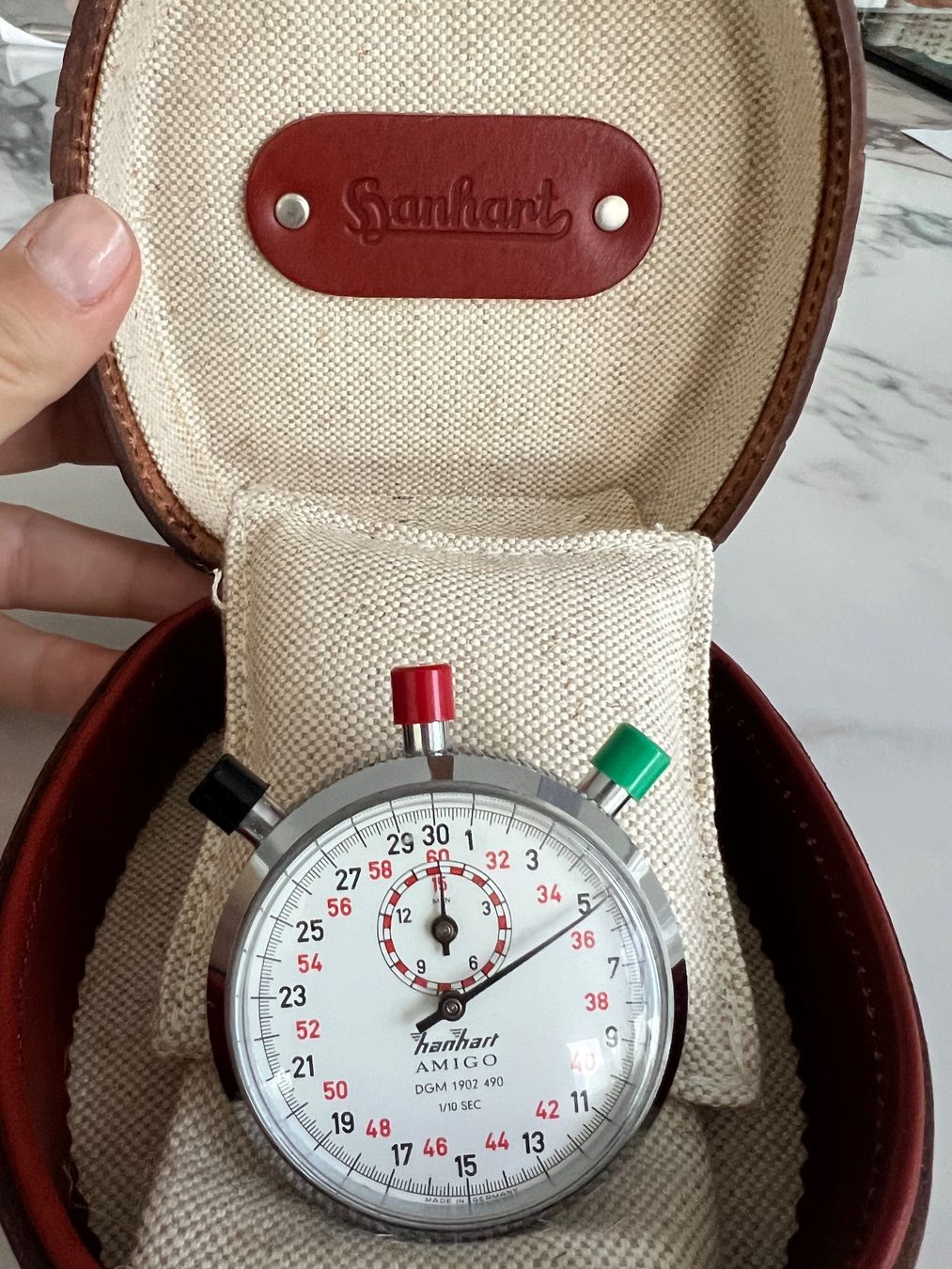 Hanhart Uhren: Hanhart Leder Case mit Stoppuhr – Gebraucht aus weggis von Minusio12 2