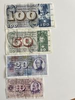 Set von 4 Schweizer Banknoten