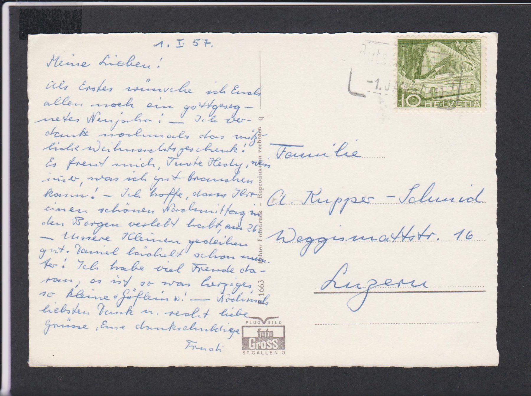 Cartoline postali: Bütschwil  SG   :   alte Ansichtskarte von 1957 – Usato da Vitznau venduto da Ropaku 1