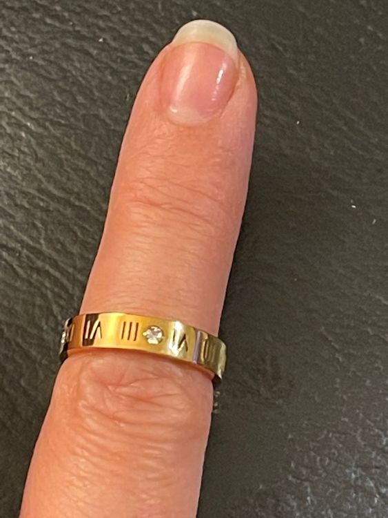 Bague Plaquée Or Jaune Avec 3 Rangées De Pierres - Taille 53 - Comme Neuve