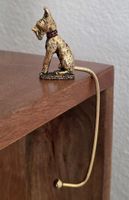 Haken Hund Figur Schnauzer Metall Goldfarben mit Steinbesatz