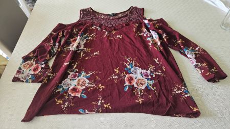 Tunica pizzo-fiori bordeaux Bi Fang tg.5XL (veste 2XL)