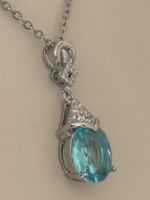 Luxus Elegante Zirkonia Kette Farbe : Silber weiss hellBlau