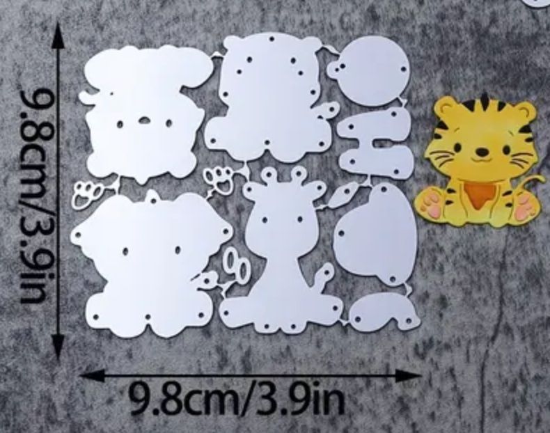 Sciablone: Elefant, Tiger, Nilpferd, Giraffe - Stanzschablone – Nuovo e nell'imballaggio originale da Frenkendorf venduto da jazzplatten 1