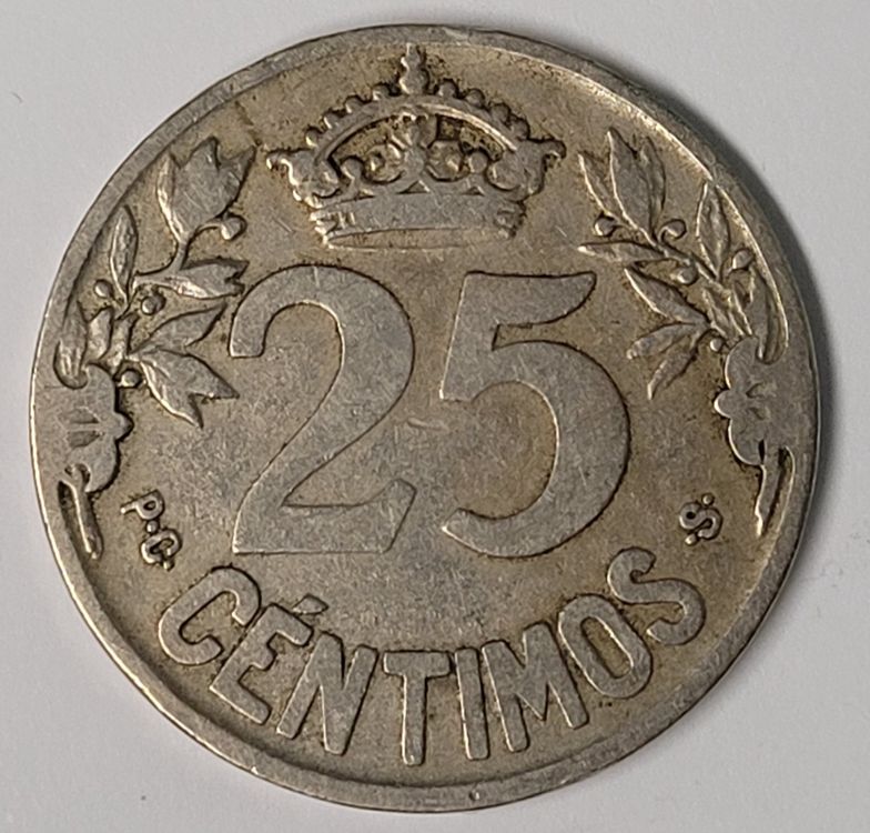 25 CENTIMOS / SPANIEN 1925 (Gebraucht) in Mumpf für CHF 1 – mit ...