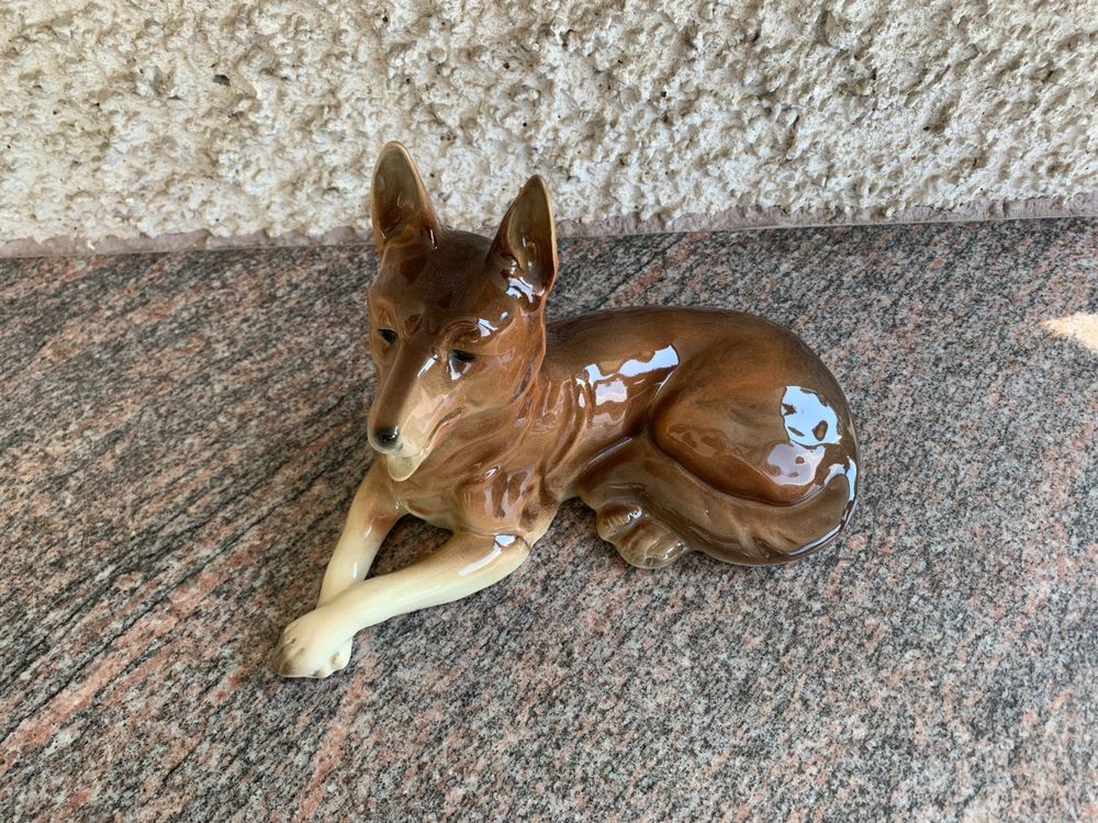 Deutscher Schäferhund aus Prozellan 5060erJahre Estrichfund (Gebraucht