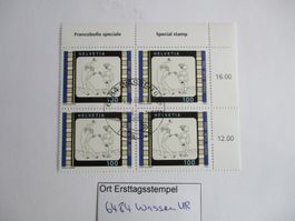 Viererblock mit Ort Ersttagsstempel 6484 Wassen
