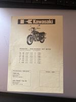 Original Preisliste von Kawasaki Motorräder von 1977