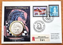 Erni Silbermedaille Schach, Rössli, MATT auf Numisbrief, RAR