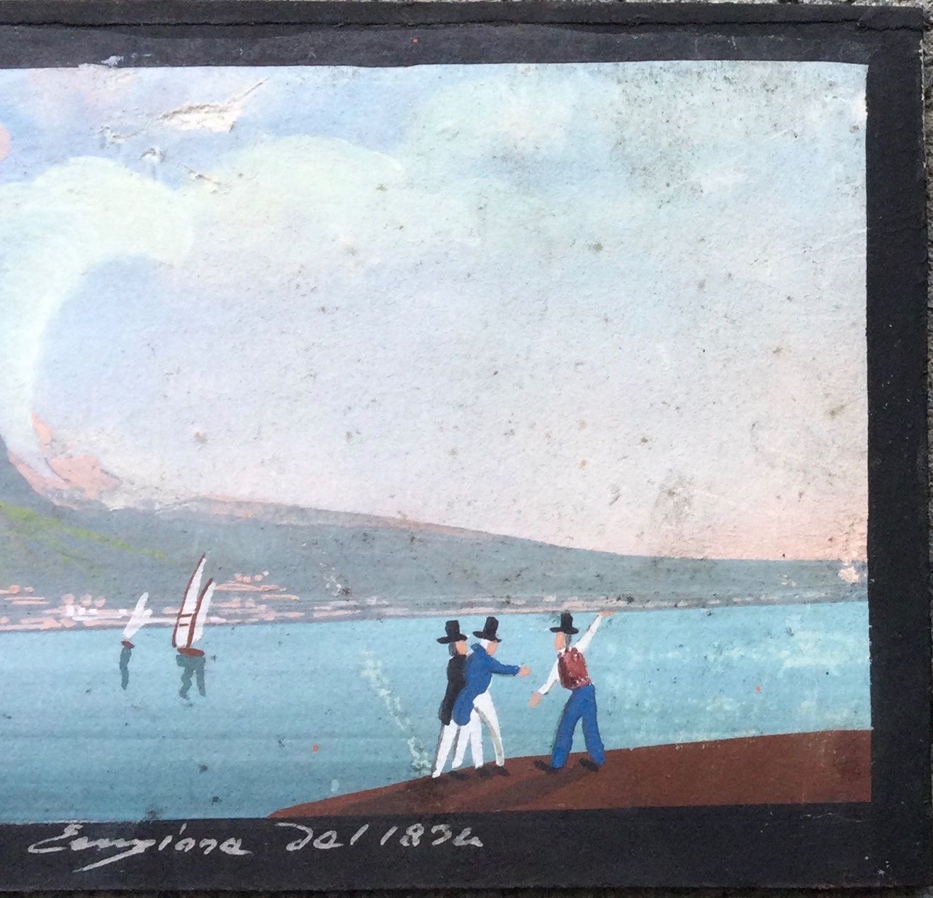 Gemälde: Antike Napoli Vulkan Gouache Gemälde – Gebraucht aus Root von  2