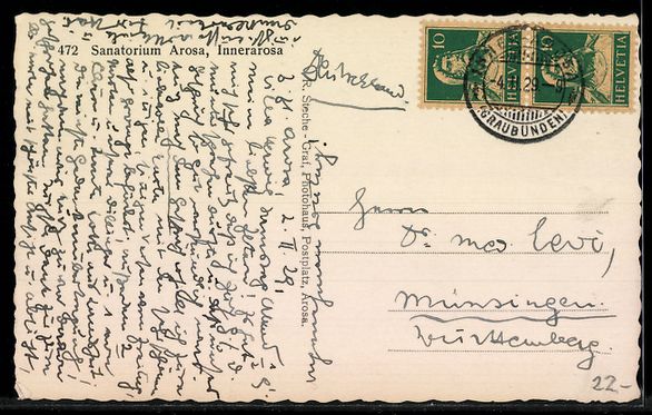 Cartoline postali: AK Arosa, Sanatorium Innerarosa – Usato da Berlin venduto da bartko-reher 1