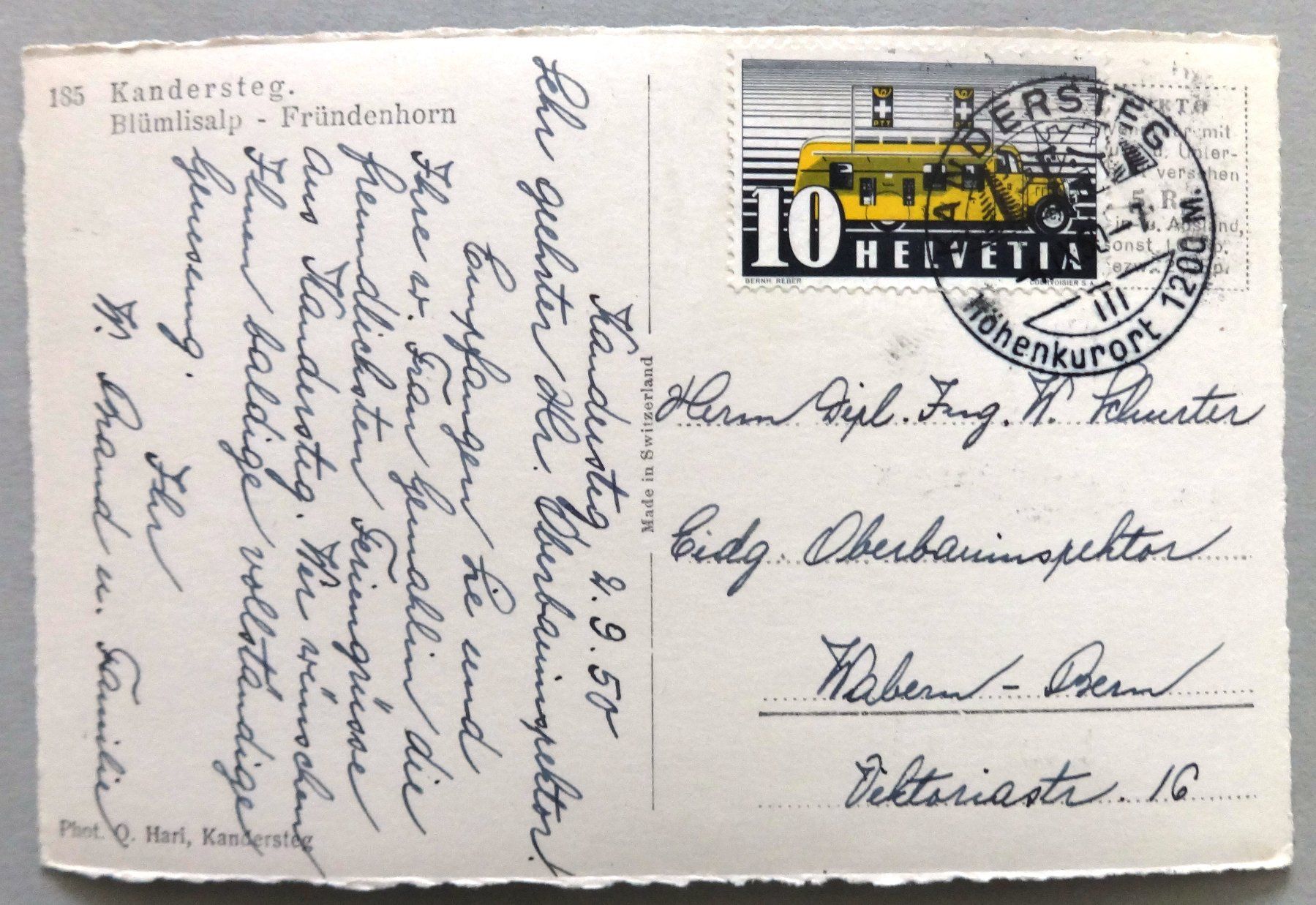 Cartes postales: Kandersteg, Blümlisalp - Fründenhorn – D'occasion à Fétigny par Billy2miny 1