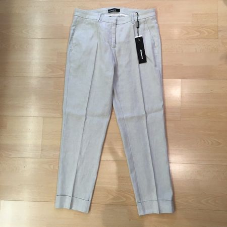 Cambio Sommer Hose Leinen Mix hellgrau 27 inch Gr 42 neu