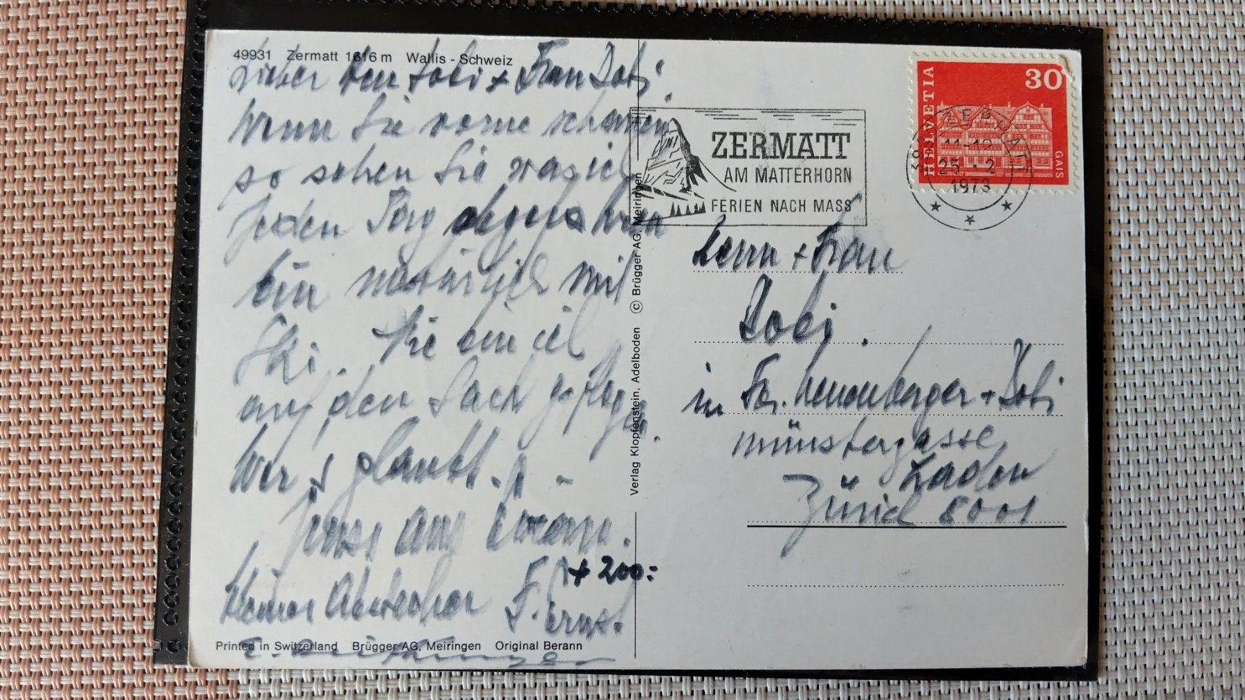 Cartoline postali: Ansichtskarte Zermatt Matterhorn mit Pistenplan – Usato da Zürich venduto da dschwab3 1