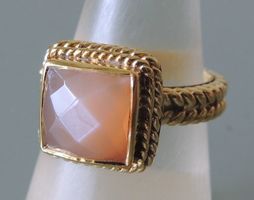 Vergoldeter Silber 925 Fingerring Mondstein Gr. 56