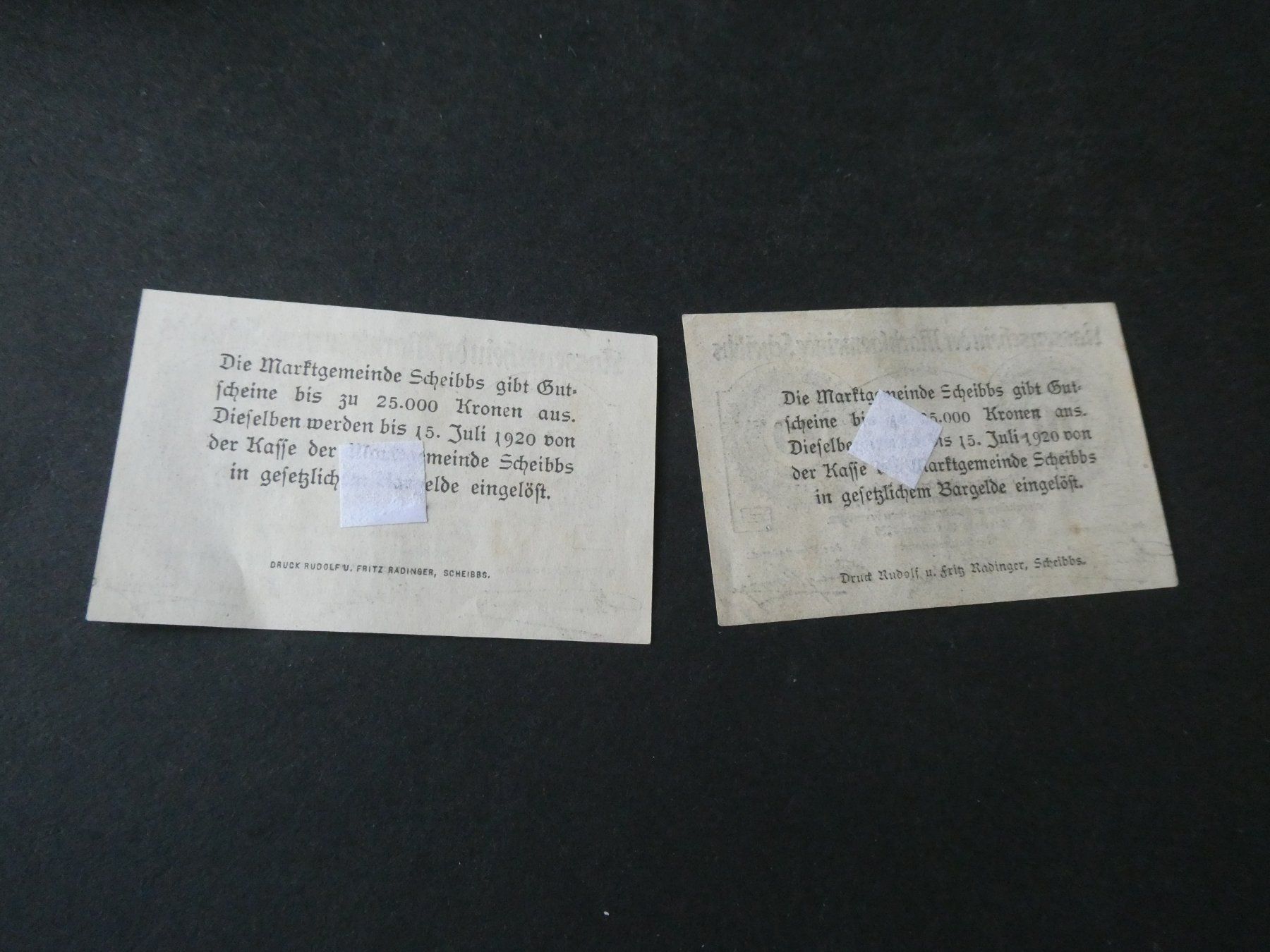 Banknoten: Oesterreich, Scheibbs    - Notgeldscheine – Gebraucht aus Hinterforst von Rohusri 1