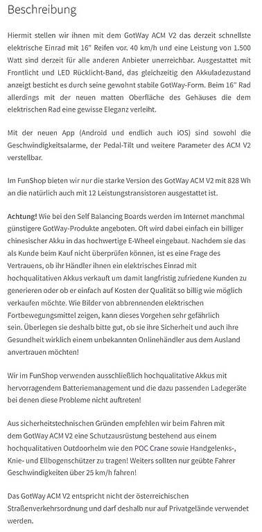 Hoverboard: Monowheel Elektroeinrad GotWay ACM V2 – Usato da Adliswil venduto da DieterVanHohlsing 2