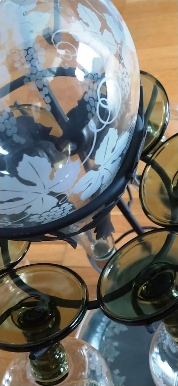 Caraffe: Wein Dekantier mit 6 Gläsern und Ständer - 51 cm - – Nuovo (secondo la descrizione) da Zürich venduto da 1980ale 5