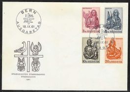 1961, 381-384, Serie auf illustriertem/unadr. FDC (15910)