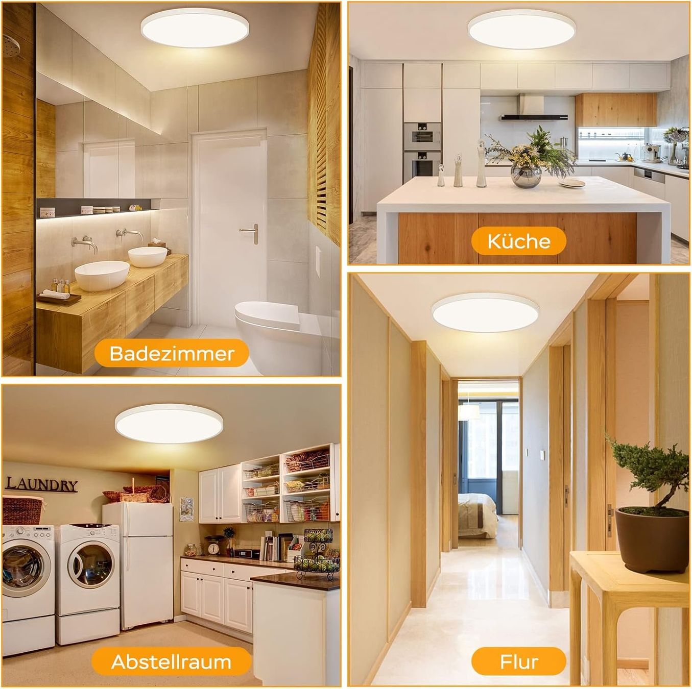 Lustres & lampes de plafonds: LED Deckenleuchte 24W Flach Rund IP44 Warmweiß 30cm Bad – Neuf avec emballage d'origine à Hallau par Sale50OFF 5