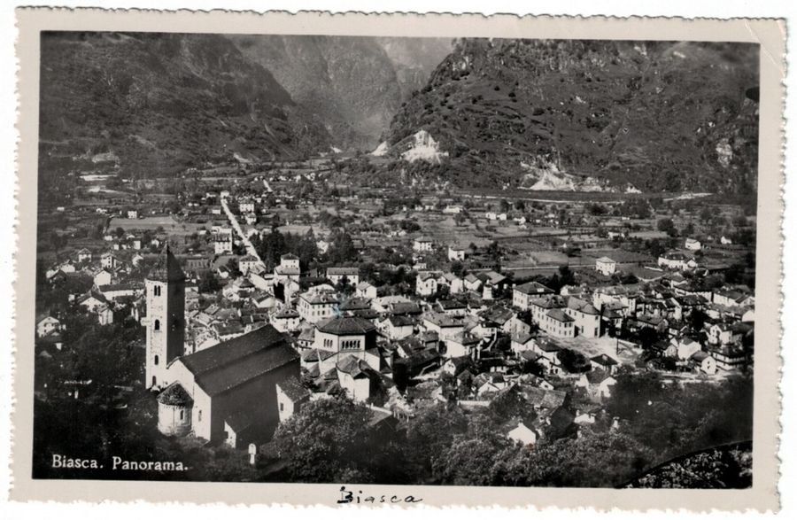 Ansichtskarten: Biasca, panorama, datata 1944 – Gebraucht aus Frauenfeld von POML