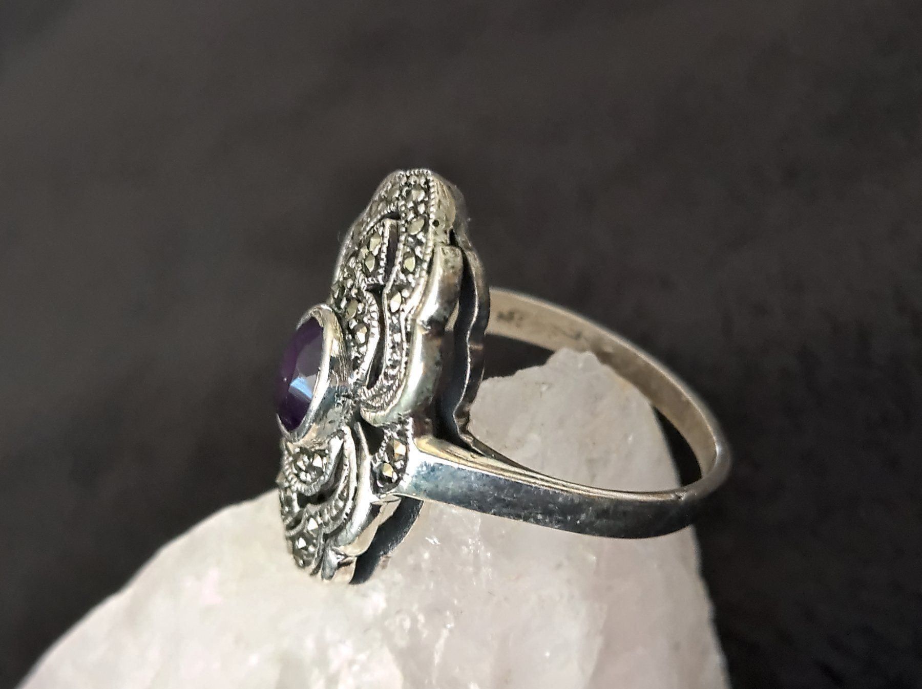 Anelli: Ring Silber mit lila Stein – Usato da Istighofen venduto da Ringparadies 1
