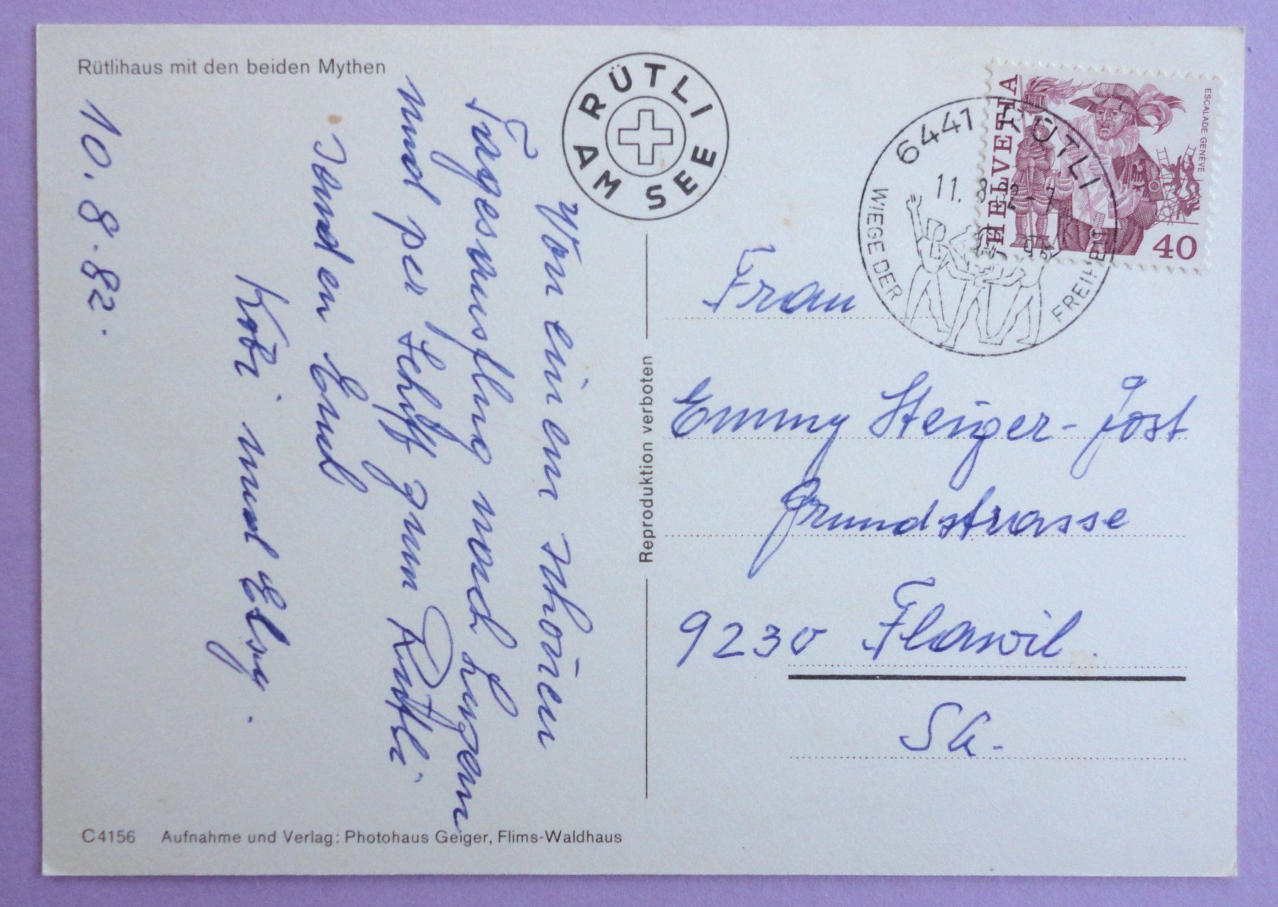 Cartoline postali: Rütlihaus mit den beiden Mythen – Usato da Fétigny venduto da Billy2miny 1