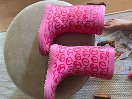 Bisgaard Gummistiefel Gr. 29 Pink Peace-Zeichen Sommer Re...