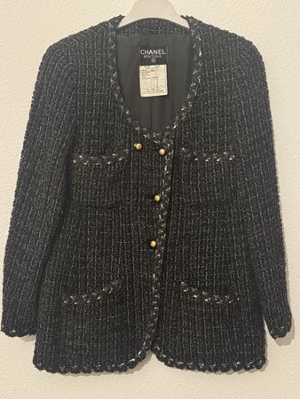 Chanel Veste Tweed, Noir & Blanc, Taille 42, Vintage!