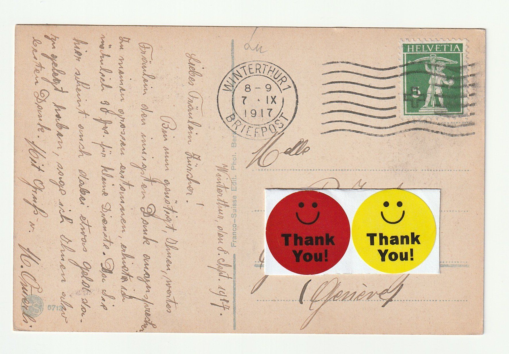 Cartes postales: Ansichtskarte Winterthur Generalsicht 08.09.1917 – D'occasion à St. Gallen par Ricardo_Deals 1